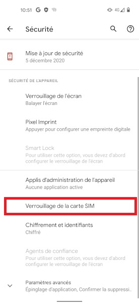 Changer le code PIN sur le Google Pixel 4a